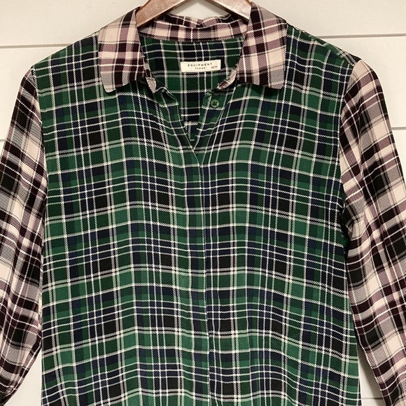 Equipment Femme Colorblock Plaid Silk Button Down Shirt - Picture 3 of 12